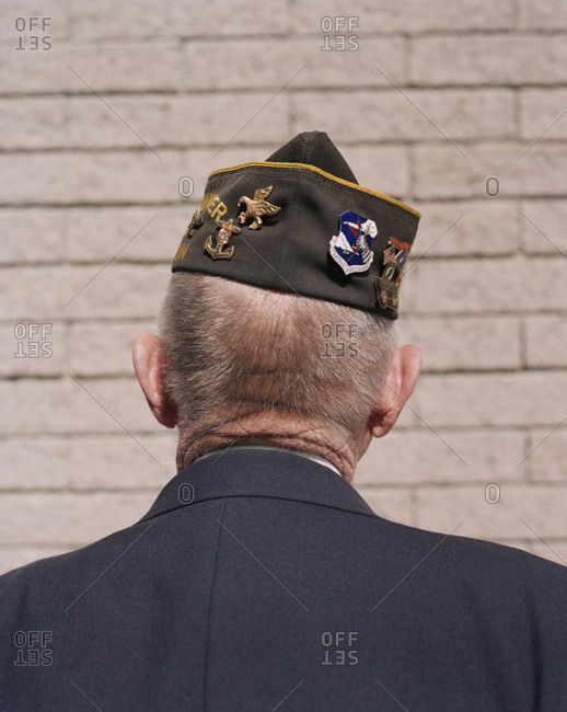 Portrait of elderly Korean War veteran, facing away