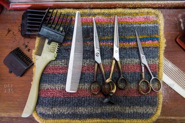 Bangkok, Thailand - July 24, 2016: Barber's hair cutting tools