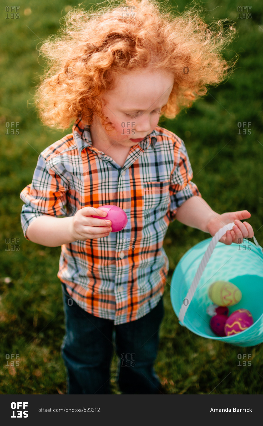 Child collecting Easter eggs