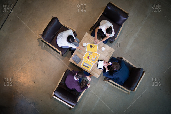 Overhead shot of business meeting in office