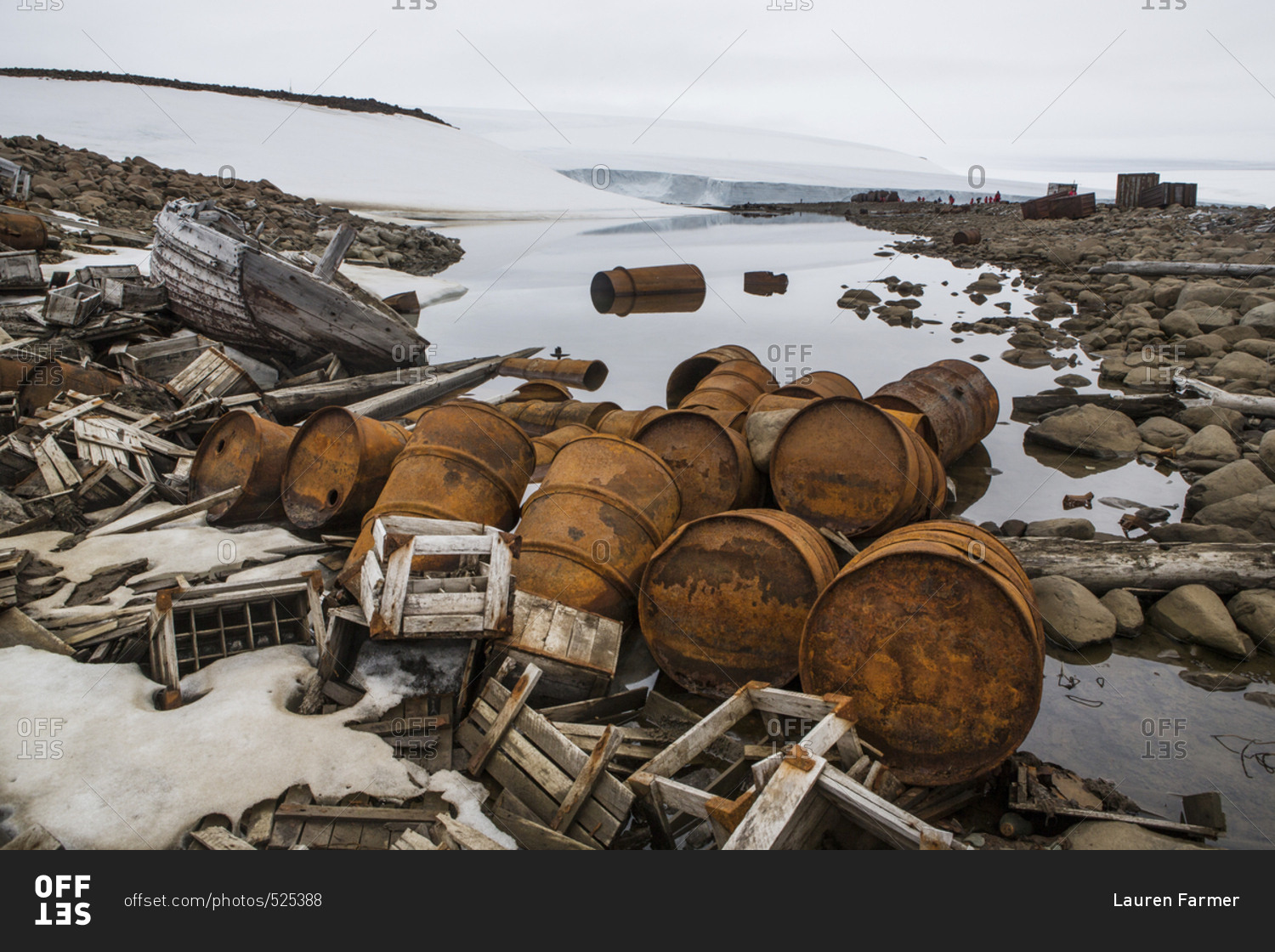 Rusty barrels and rubbish on Franz Josef Land