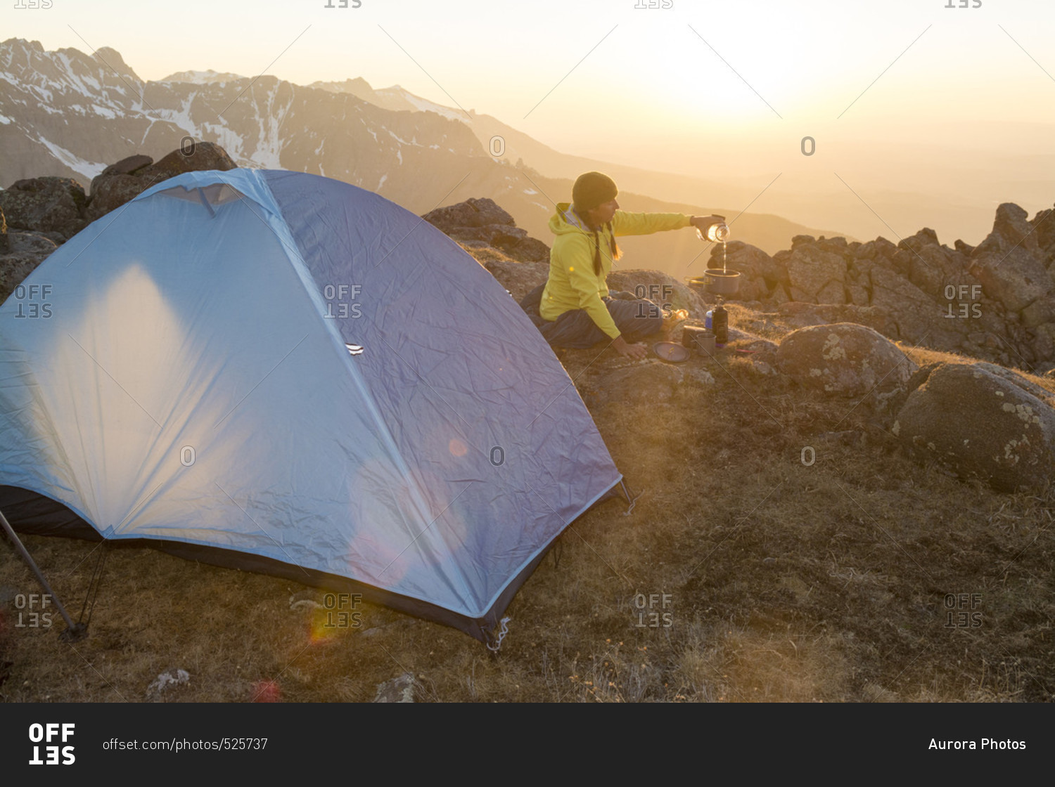 A Woman Camping On Blaine Peak Below Mount Sneffels Of Uncompahgre National Forest