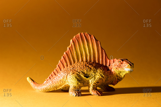 Close-up of a toy Dimetrodon dinosaur