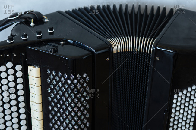 An accordion in close up