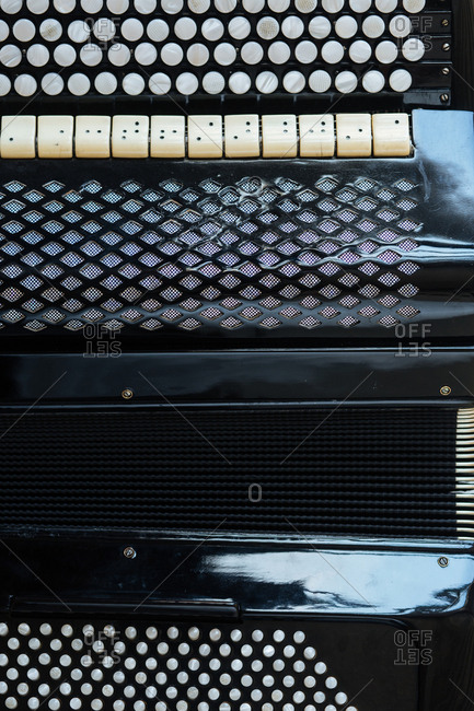 Close up of an accordion