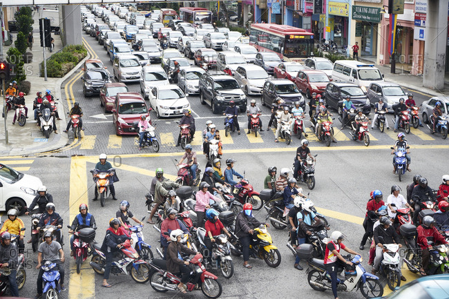 Kuala Lumpur, Malaysia - February 27, 2017: City rush hour traffic stock  photo - OFFSET