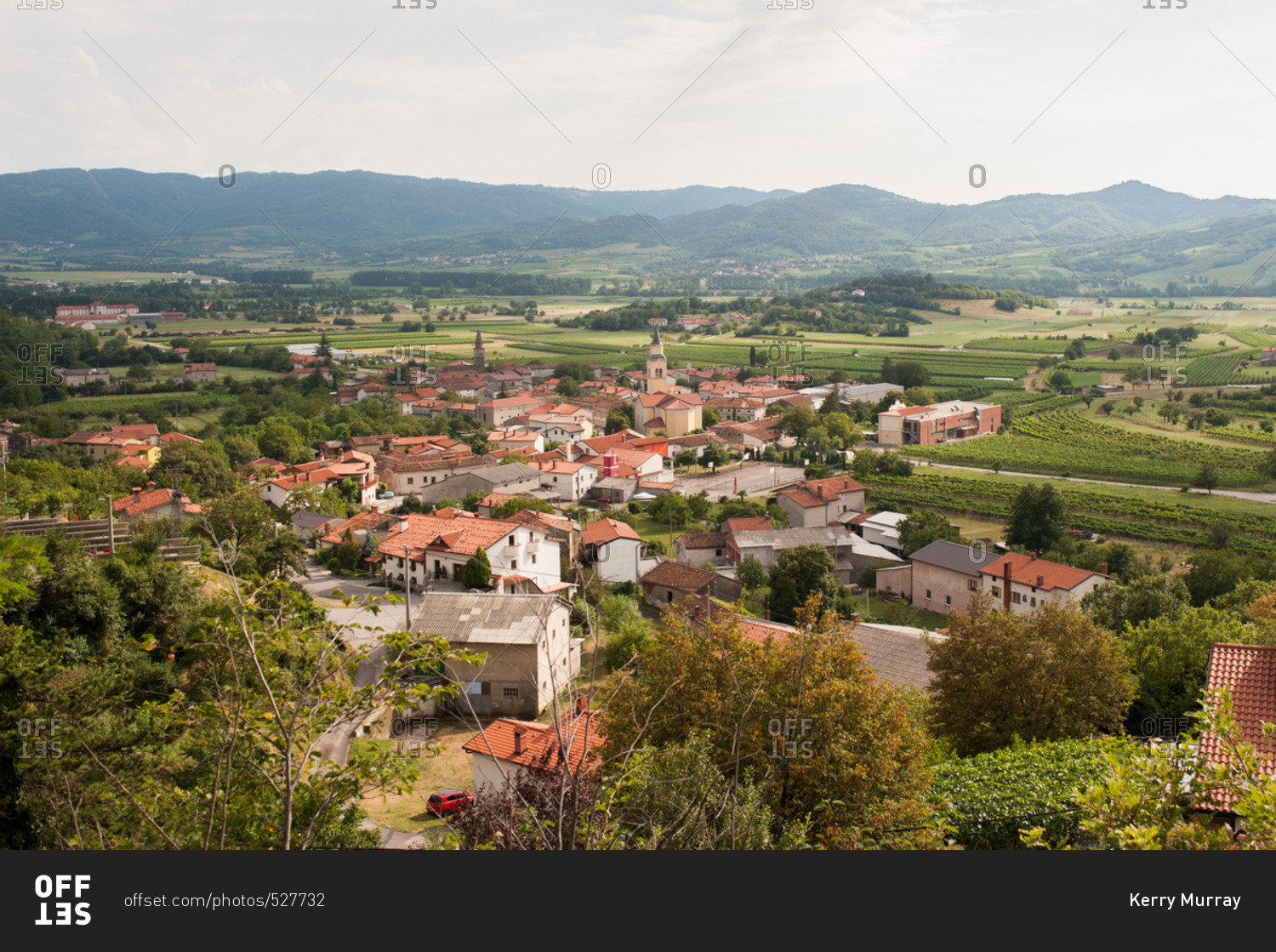 Bird\'s eye view of the town of Podnanos, Slovenia
