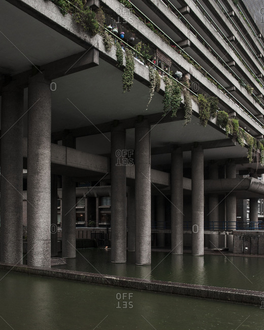 Pillars supporting concrete building