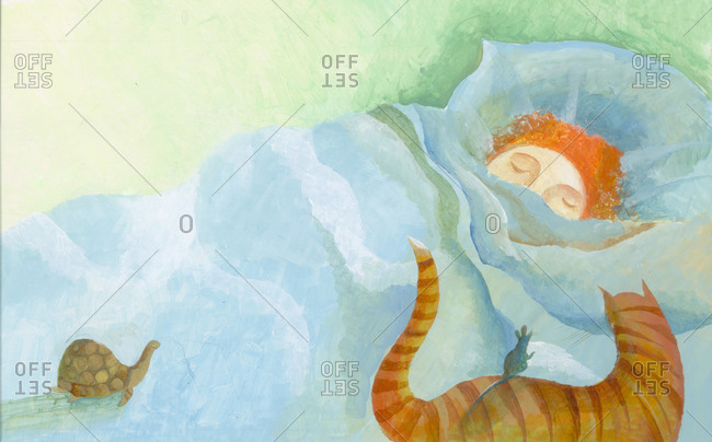 Animals watching person sleep