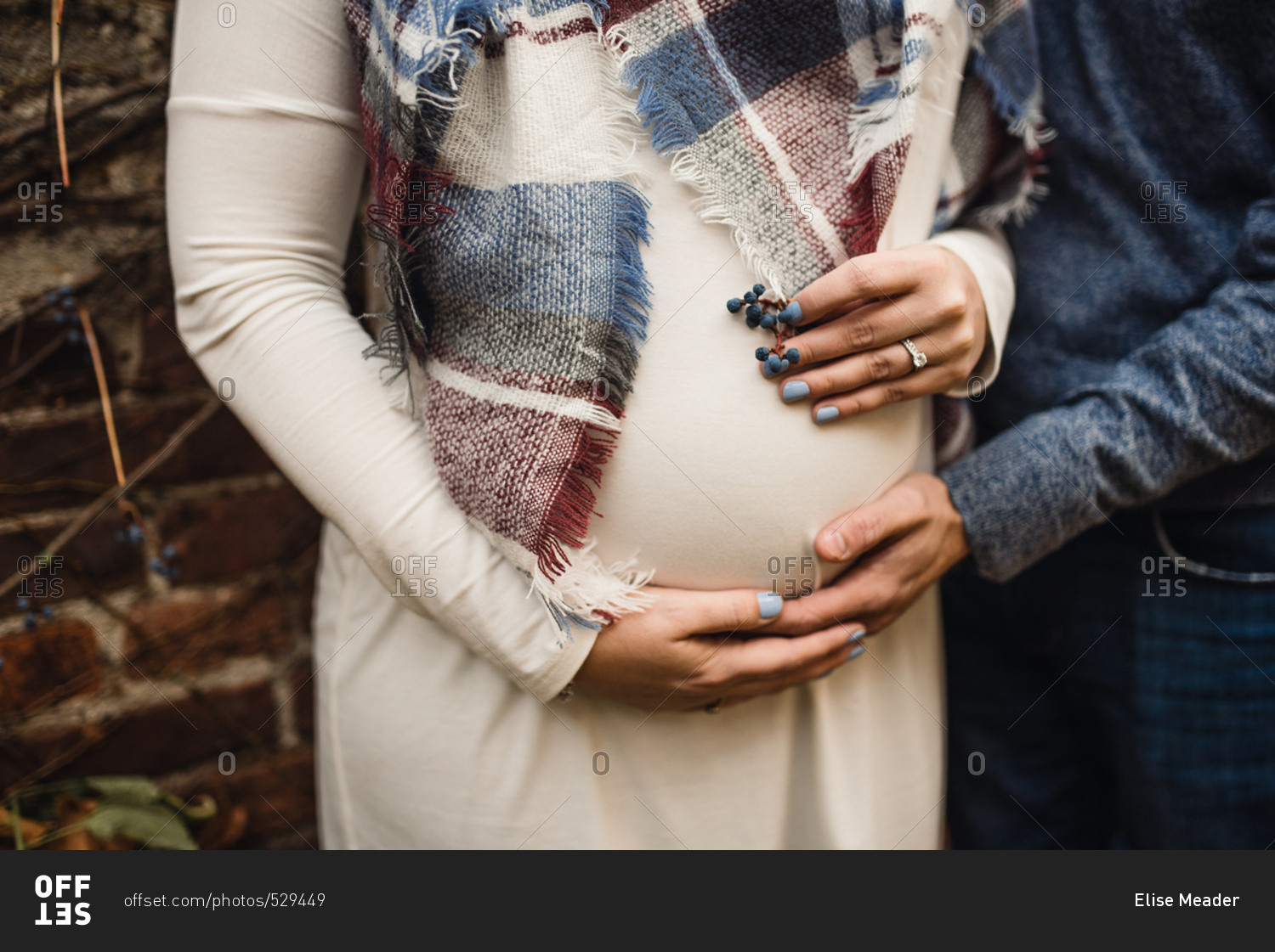 Pregnant woman holding blueberries stock photo OFFSET