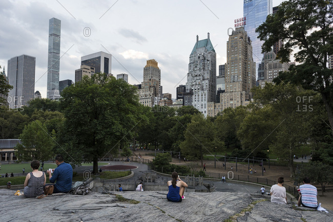 New York, New York - September 9, 2016: Views of Central Park and the buildings on Park avenue