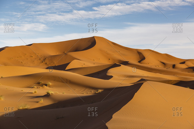 The Erg Chebbi sand dunes, Sahara Desert, Merzouga, Morocco.