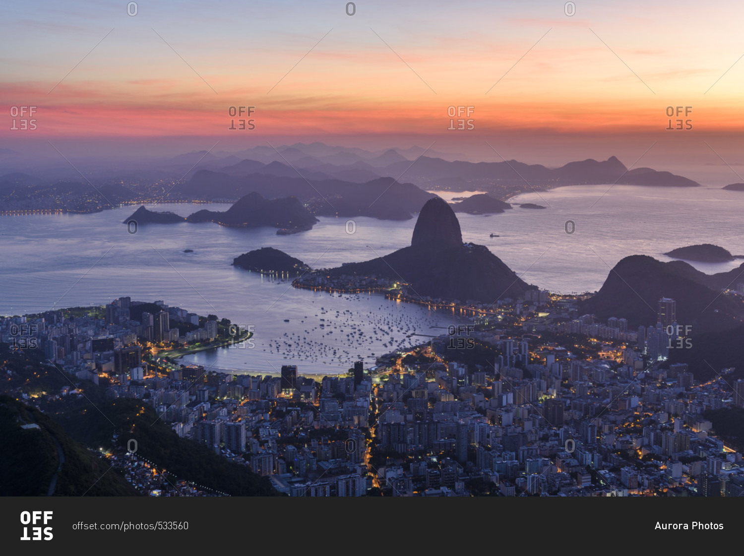 Sunrise Seen From Corcovado Mountain In Rio De Janeiro, Brazil stock ...