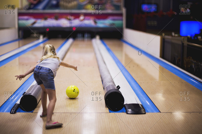 girls bowling stock photos - OFFSET