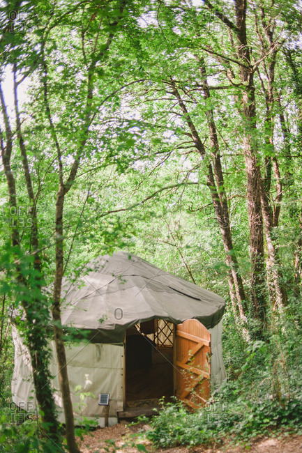 A yurt in the woods