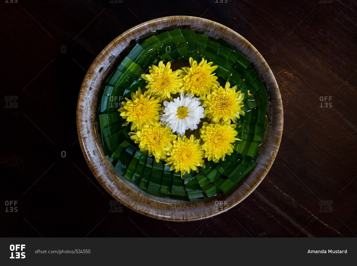 Bowl of flowers at a health and massage spa in Chiang Mai, Thailand