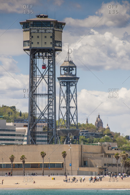Spain, Catalunya, Barcelona . View of the town from the sea