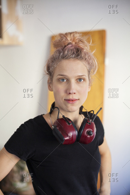 Sweden, Portrait of mid adult woman carpenter
