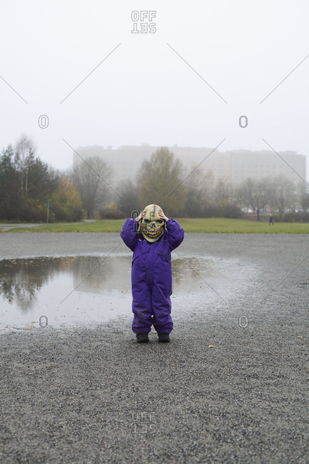 Sweden, Boy in Halloween mask