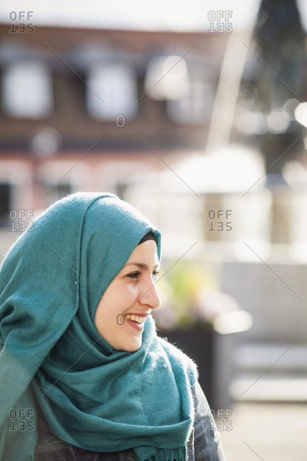 Sweden, Bleking, Solvesborg, Portrait of woman wearing headscarf
