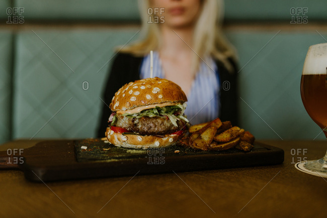 Woman Eat Burger Stock Photos Offset