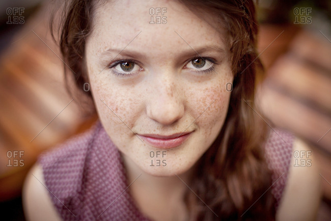 Close up of serious teenage girl
