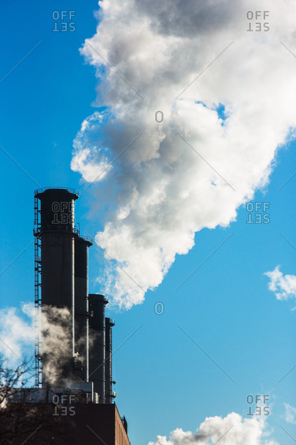 Smokestacks releasing smoke