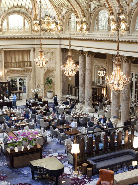 October 5, 2015 - San Francisco, California: People brunching in the Garden Court dining room at the Palace Hotel