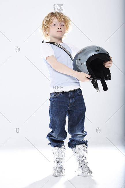 Portrait of a boy dressed up as spaceman