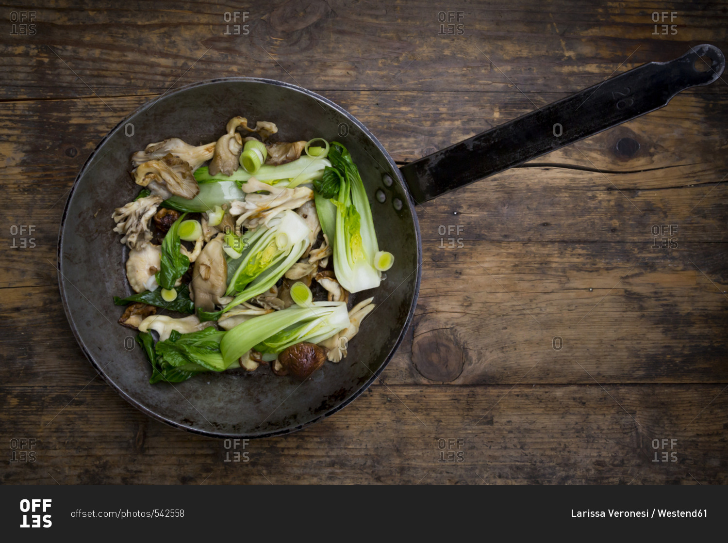 Stirfry with Chinese cabbage maitake oyster and shitake mushrooms