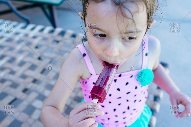 Little Girl Eating Popsicle Lip