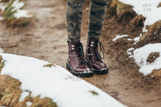 wearing leather boots in snow