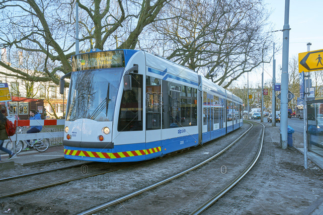 Amsterdam, Netherlands - January 19, 2017: Tram in Amsterdam