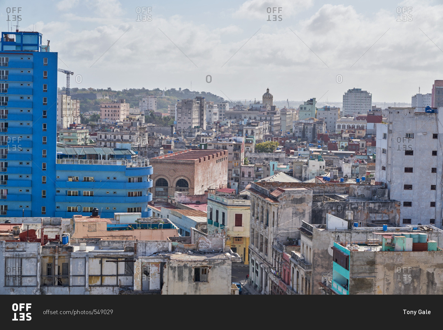 Havana, Cuba - March 8, 2017: Skyscrapers and rooftops in the city ...