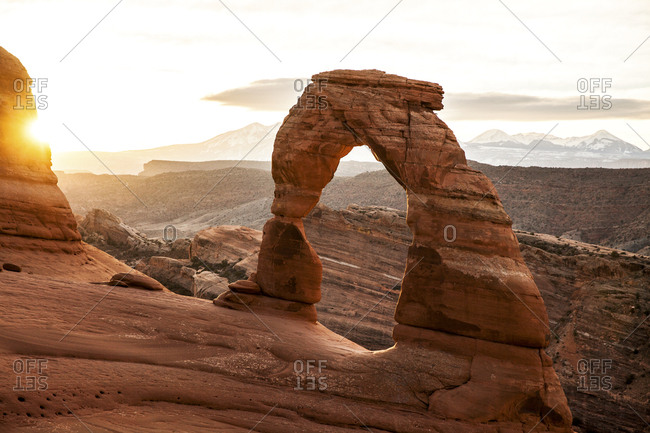Beautiful Delicate Arch at sunrise in Arches National Park, Arches