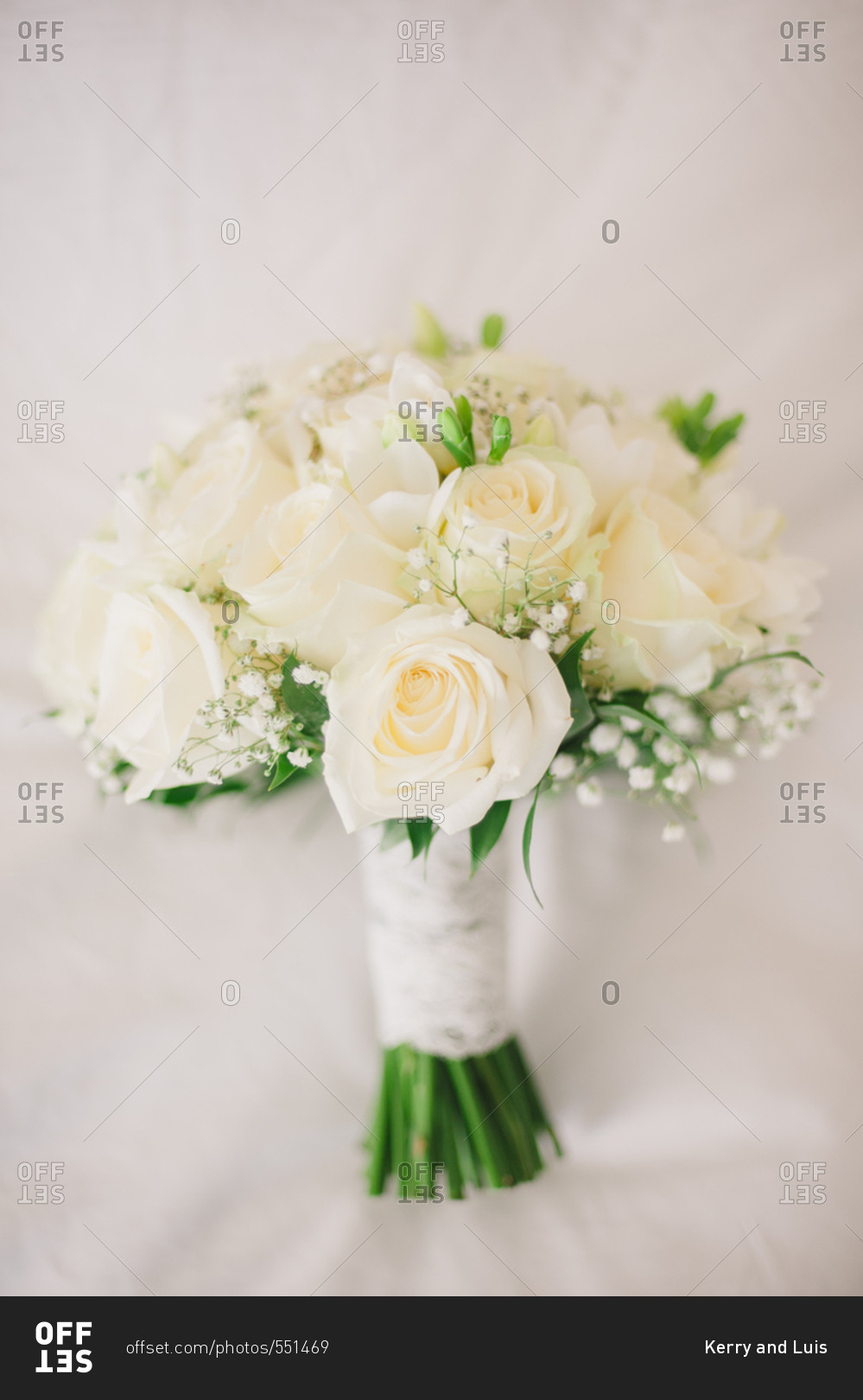 White Roses & Babies Breath Bouquet