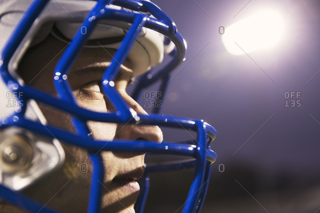 Close Up Of American Football Player Looking Away Stock Photo Offset