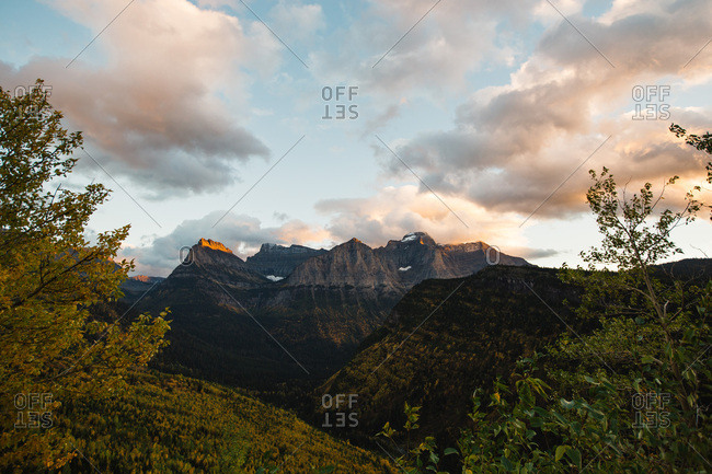 Dusk over a mountain scene