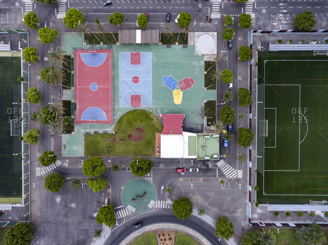 Sports playground in Maspalomas, Gran Canaria, Canary Islands, Spain