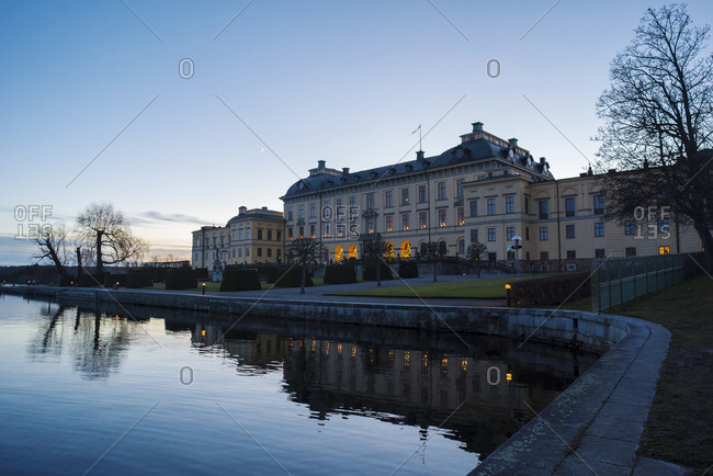 Drottningholm palace at dusk, Sweden