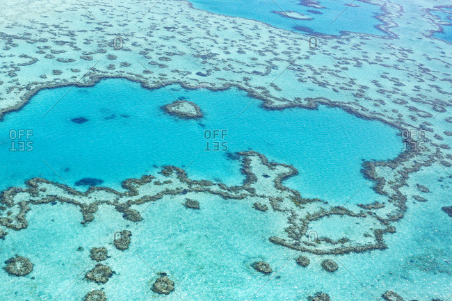 Heart reef in the Great Barrier Reef from above, Queensland, Australia.