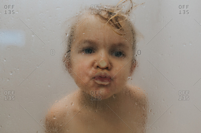 Lips Against The Glass.Toddler Boy Pressing His Lips Against Fogged Up Glass Stock Photo Offset