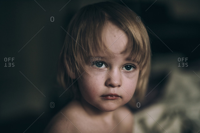 Portrait Of A Little Girl With Short Blonde Hair Stock Photo Offset