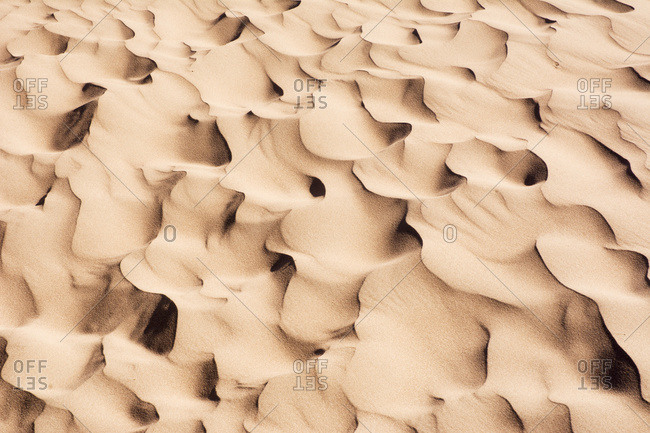 Close up of sand dune pattern looks like waves of sand, Mendoza, Argentina