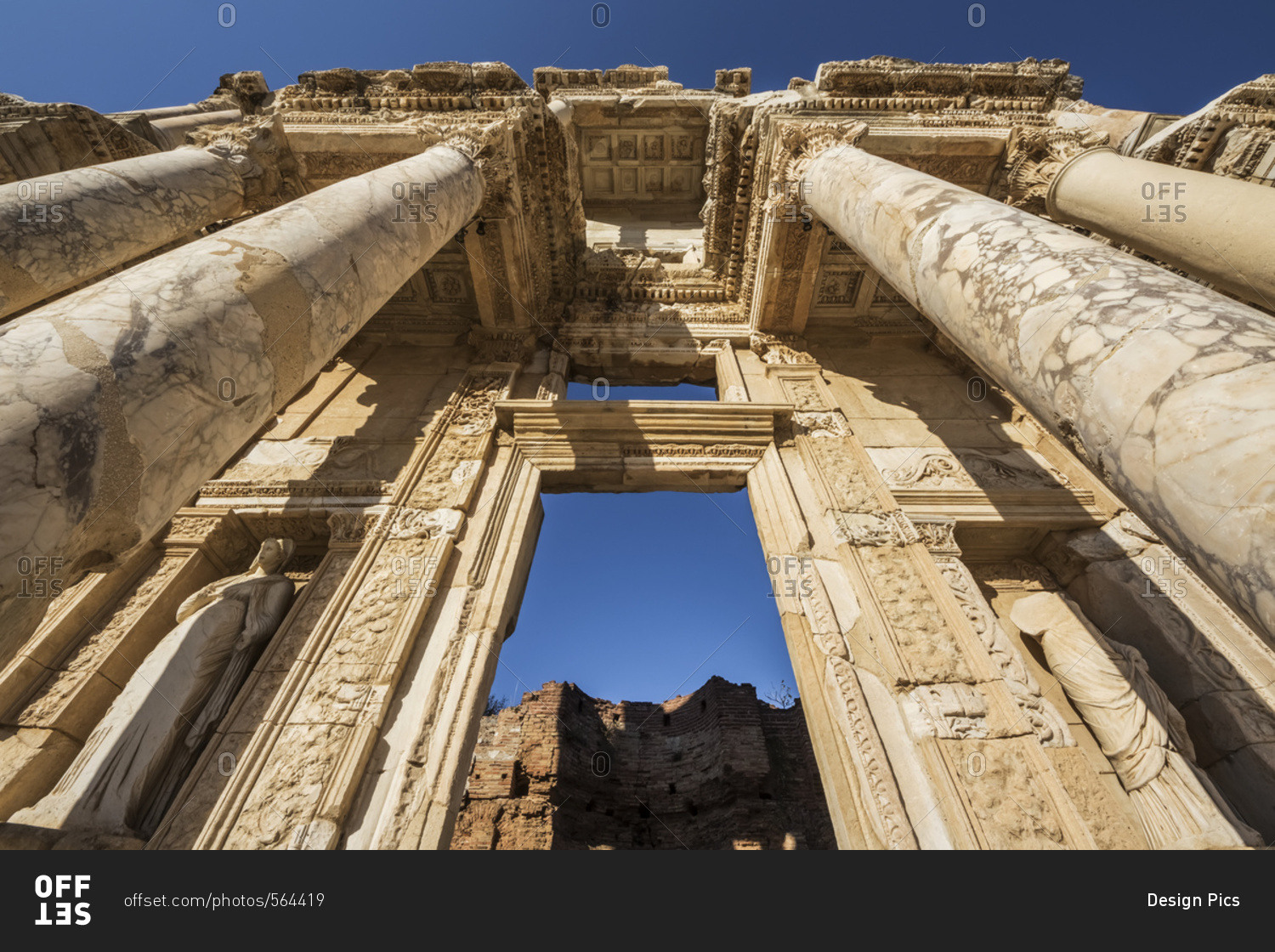 Facade of Library of Celsus, Ephesus, Izmir, Turkey