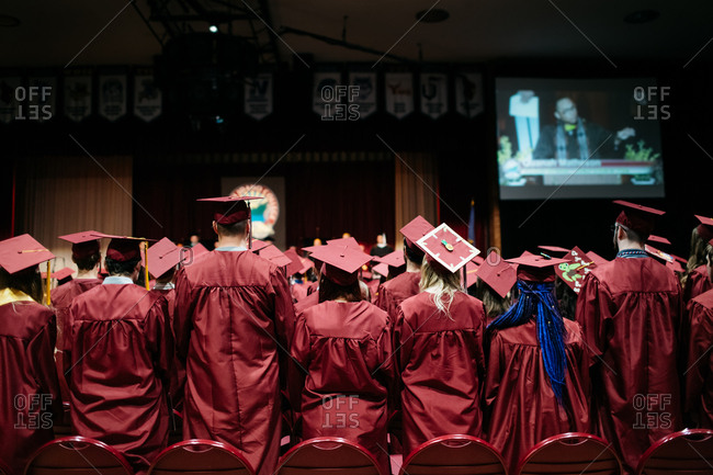 College students at a graduation ceremony