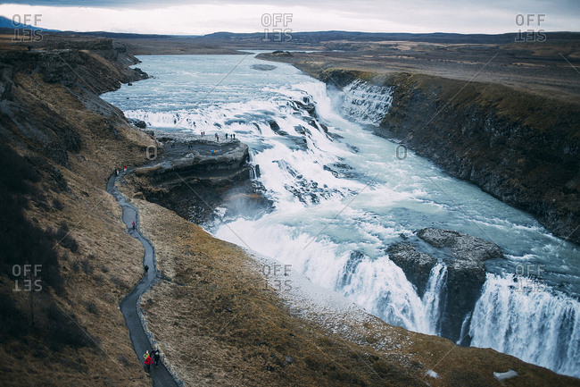 Iceland - November 13, 2014. The beautiful Gullfoss waterfall in the canyon of Hvita river in southwest Iceland.