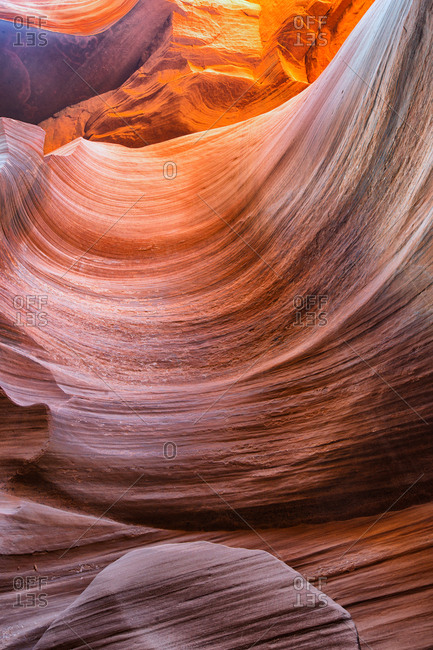 Striated walls of a slot canyon at Antelope Canyon, Arizona