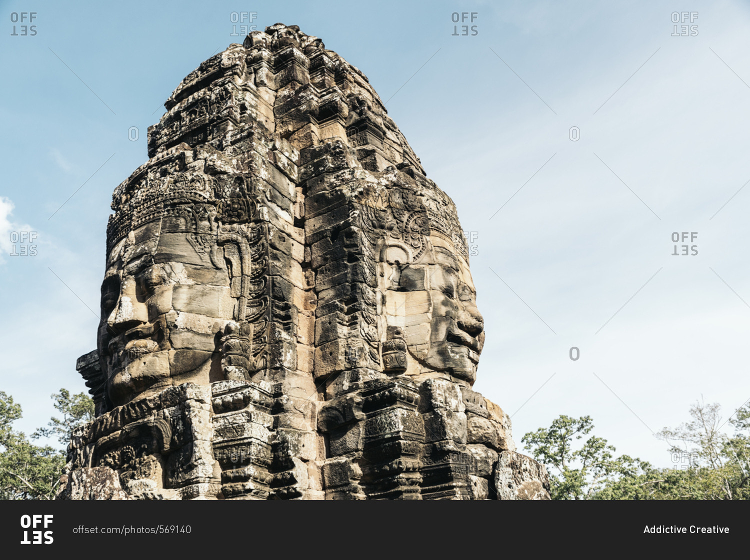Beautiful ruins and ancient temples in Angkor Wat. Cambodia