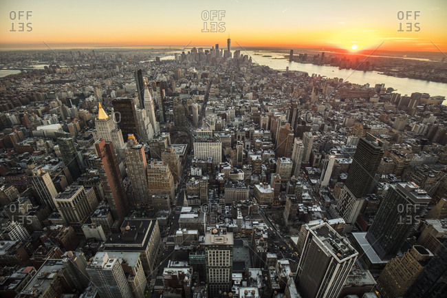 USA, New York City - December 20, 2016: Cityscape at twilight